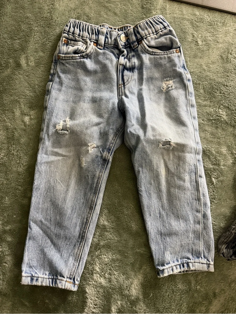 Zara Light Blue Distressed Elastic-Waist Kids Jeans